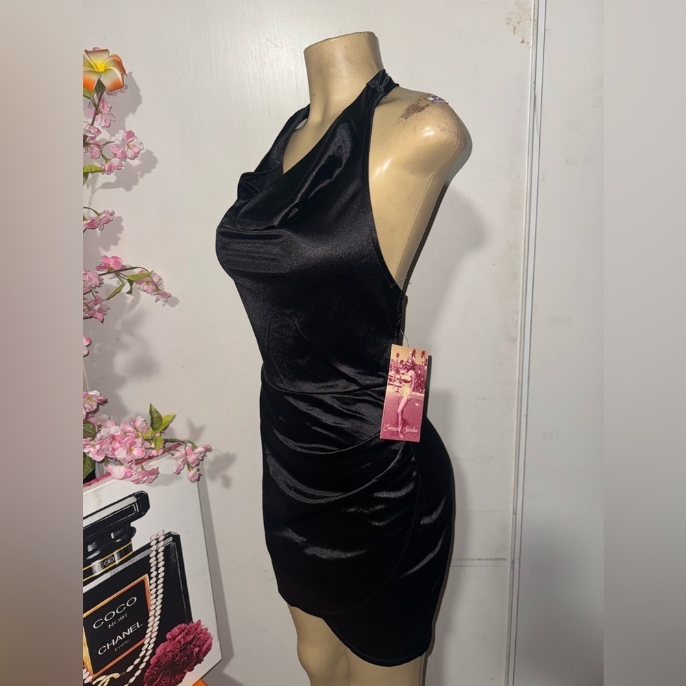 Emerald Sundae Black Halter Bodycon Dress